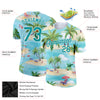 Custom Lakes Blue Teal-White 3D Pattern Design Beach Hawaii Palm Trees Performance T-Shirt