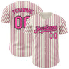 Custom Cream (Black Pink Pinstripe) Pink-Black Authentic Baseball Jersey