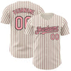Custom Cream (Black Medium Pink Pinstripe) Medium Pink-Black Authentic Baseball Jersey