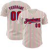 Custom Cream (Royal Red Pinstripe) Red-Royal Authentic Baseball Jersey