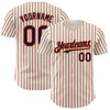 Custom Cream (Navy Orange Pinstripe) Navy-Orange Authentic Baseball Jersey