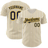 Custom Cream (Navy Gold Pinstripe) Navy-Gold Authentic Baseball Jersey