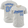 Custom Cream (Navy Light Blue Pinstripe) Light Blue-Navy Authentic Baseball Jersey