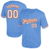 Custom Light Blue White-Orange Mesh Authentic Throwback Baseball Jersey