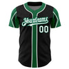 Custom Black White-Kelly Green 3 Colors Arm Shapes Authentic Baseball Jersey