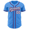 Custom Electric Blue White Royal-Red Authentic Baseball Jersey