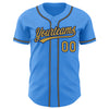 Custom Electric Blue Old Gold-Navy Authentic Baseball Jersey