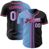 Custom Black Light Blue-Pink Authentic Gradient Fashion Baseball Jersey