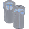 Custom Gray Light Blue-White Authentic Sleeveless Baseball Jersey