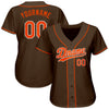 Custom Brown Orange-White Authentic Baseball Jersey