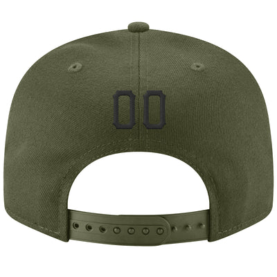 Custom Olive Black-Cream Stitched Adjustable Snapback Salute To Service Hat