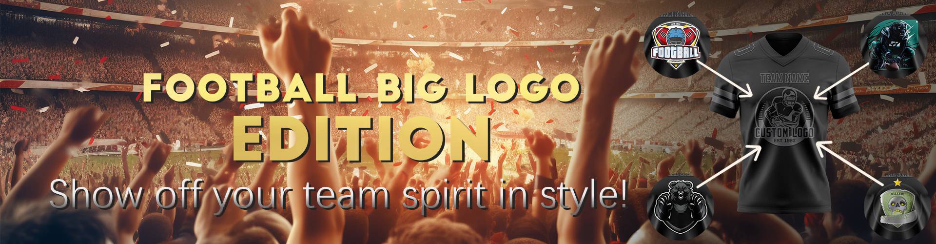 custom bold logo football uniforms