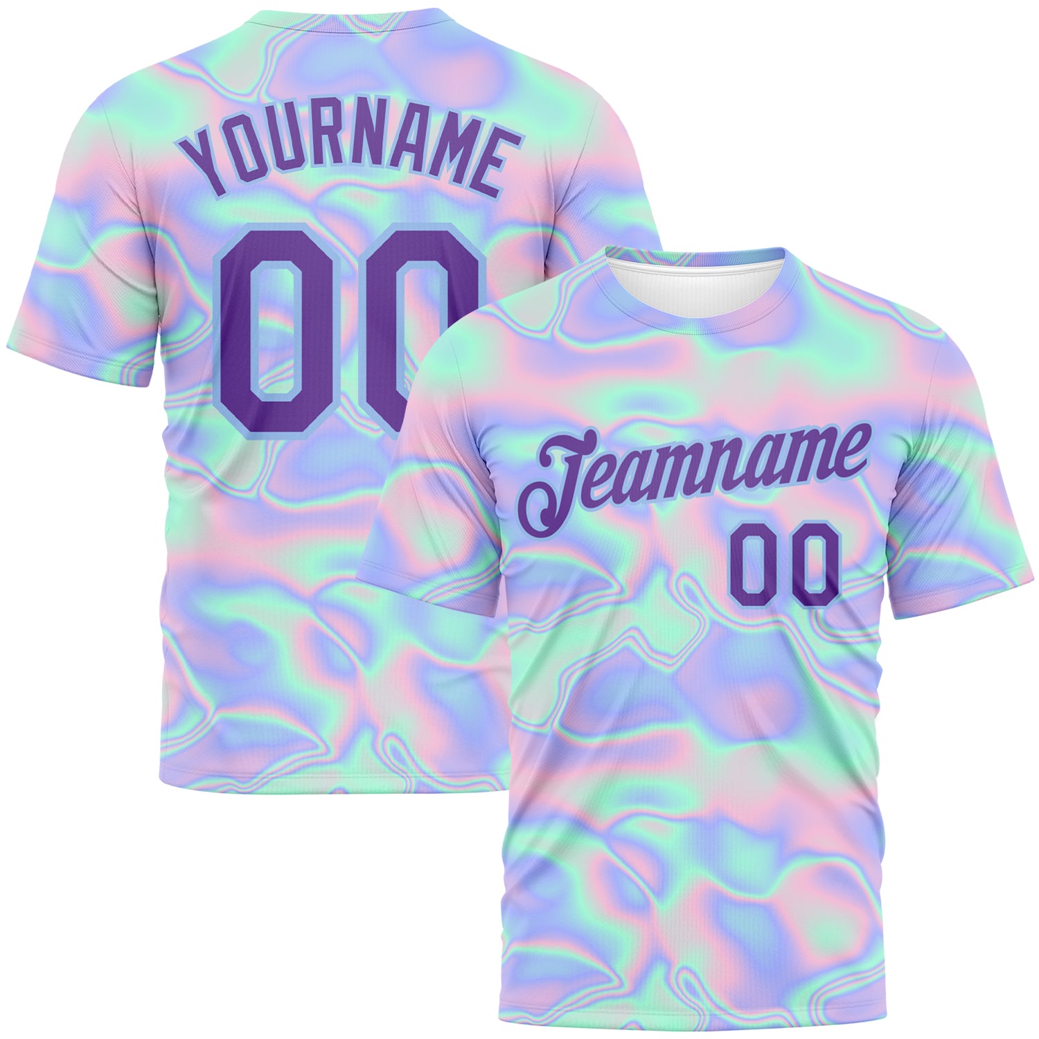 Custom 3D Pattern Design Abstract Trendy Holographic Vaporwave Style Performance T-Shirt