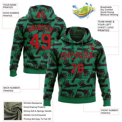 Custom Kelly Green Red-Black 3D Halloween Horror Night Trick Treat Party Costume Ideas Sports Pullover Sweatshirt Hoodie