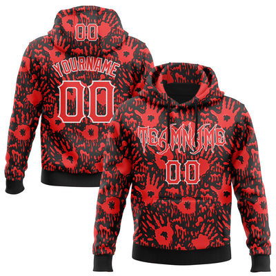 Custom Black Red-White 3D Halloween Horror Night Trick Treat Party Costume Ideas Sports Pullover Sweatshirt Hoodie
