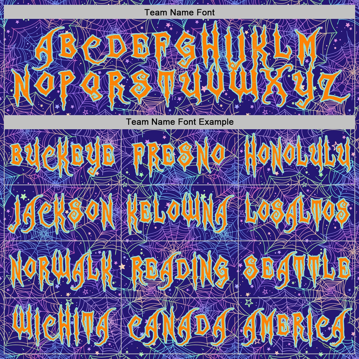 Custom Dark Purple Bay Orange-Ice Blue 3D Halloween Spider Net Horror Night Trick Treat Party Costume Ideas Sports Pullover Sweatshirt Hoodie