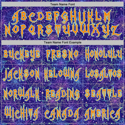 Custom Dark Purple Bay Orange-Ice Blue 3D Halloween Spider Net Horror Night Trick Treat Party Costume Ideas Sports Pullover Sweatshirt Hoodie