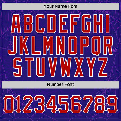 Custom Dark Purple Red-White 3D Halloween Spider Net Party Costume Ideas Sports Pullover Sweatshirt Hoodie