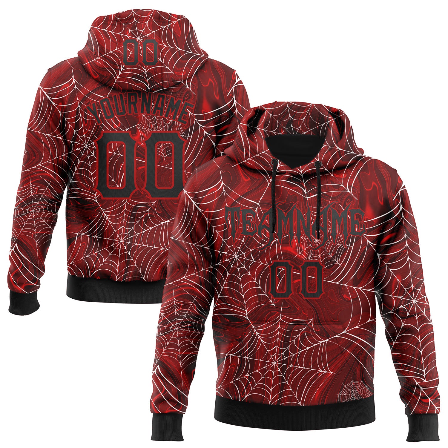 Custom Red Black-White 3D Halloween Pumpkin Party Costume Ideas Sports Pullover Sweatshirt Hoodie