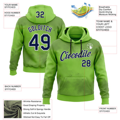 Custom Stitched Neon Green Navy-White 3D Pattern Design Sportswear Pullover Sweatshirt Hoodie