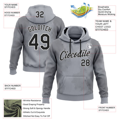 Custom Stitched Gray Black-White 3D Pattern Design Sportswear Pullover Sweatshirt Hoodie