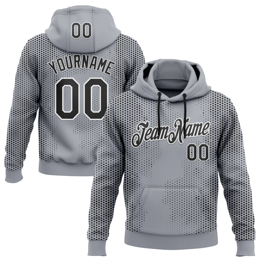 Custom Stitched Gray Black-White 3D Pattern Design Sportswear Pullover Sweatshirt Hoodie