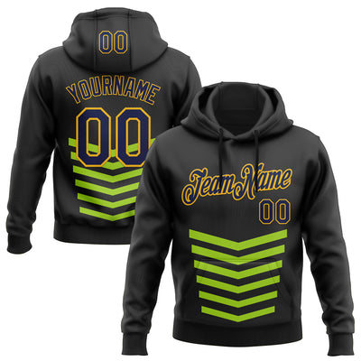 Custom Stitched Black Green-Gold 3D Pattern Design Sportswear Pullover Sweatshirt Hoodie