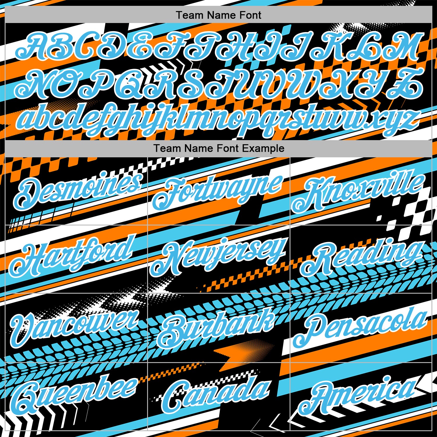 Custom Black Sky Blue Orange-White 3D Pattern Design Formula Auto Car Racing Motorsport Sports Pullover Sweatshirt Hoodie