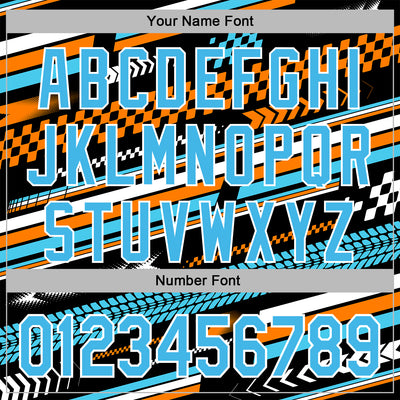 Custom Black Sky Blue Orange-White 3D Pattern Design Formula Auto Car Racing Motorsport Sports Pullover Sweatshirt Hoodie