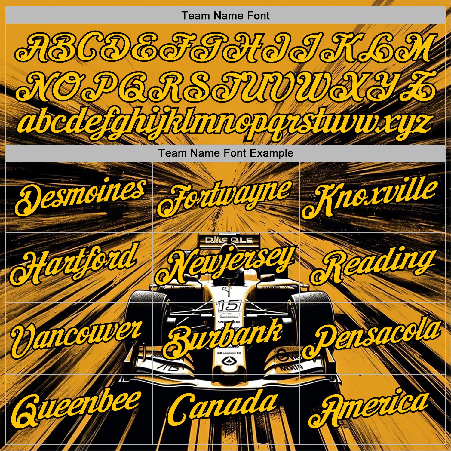 Custom Yellow Black-White 3D Pattern Design Formula Auto Car Racing Motorsport Sports Pullover Sweatshirt Hoodie