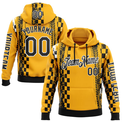 Custom Yellow Black-White 3D Pattern Design Formula Auto Car Racing Motorsport Sports Pullover Sweatshirt Hoodie