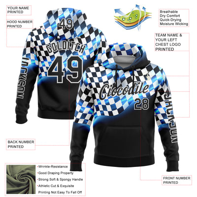 Custom Black Blue-White 3D Pattern Design Formula Auto Car Racing Motorsport Sports Pullover Sweatshirt Hoodie