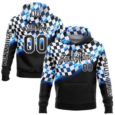 Custom Black Blue-White 3D Pattern Design Formula Auto Car Racing Motorsport Sports Pullover Sweatshirt Hoodie