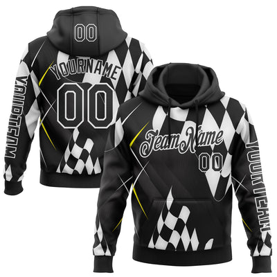 Custom Black White 3D Pattern Design Formula Auto Car Racing Motorsport Sports Pullover Sweatshirt Hoodie