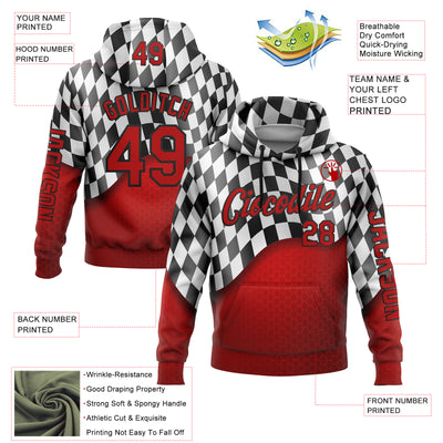 Custom Red Black-White 3D Pattern Design Formula Auto Car Racing Motorsport Sports Pullover Sweatshirt Hoodie
