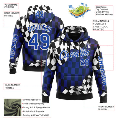 Custom Black Thunder Blue-White 3D Pattern Design Formula Auto Car Racing Motorsport Sports Pullover Sweatshirt Hoodie