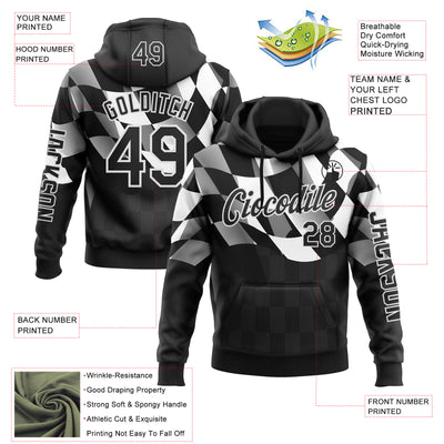 Custom Black White 3D Pattern Design Formula Auto Car Racing Motorsport Sports Pullover Sweatshirt Hoodie