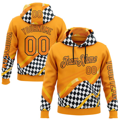 Custom Orange Bay Orange Black-White 3D Pattern Design Formula Auto Car Racing Motorsport Sports Pullover Sweatshirt Hoodie