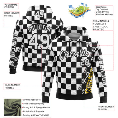 Custom Black White 3D Pattern Design Formula Auto Car Racing Motorsport Sports Pullover Sweatshirt Hoodie