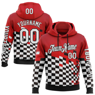 Custom Red White-Black 3D Pattern Design Formula Auto Car Racing Motorsport Sports Pullover Sweatshirt Hoodie
