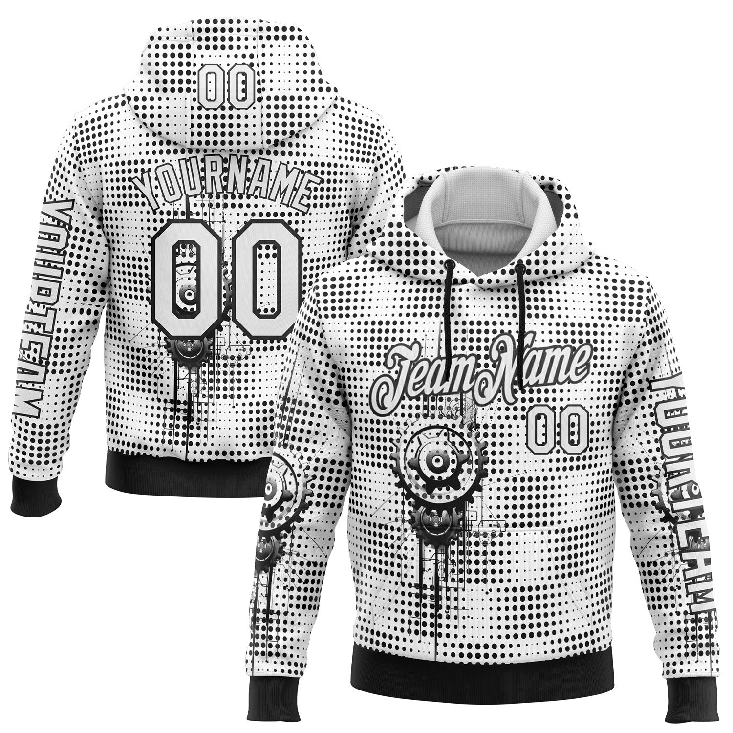 Custom White Black 3D Pattern Design Formula Auto Car Racing Motorsport Sports Pullover Sweatshirt Hoodie