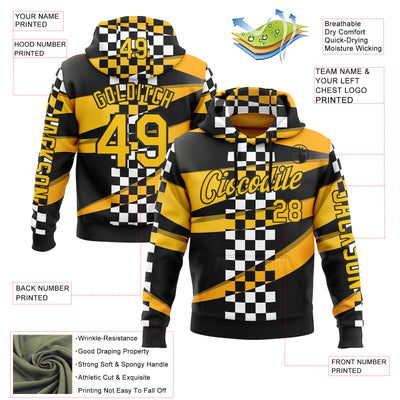 Custom Black Yellow 3D Pattern Design Formula Auto Car Racing Motorsport Sports Pullover Sweatshirt Hoodie