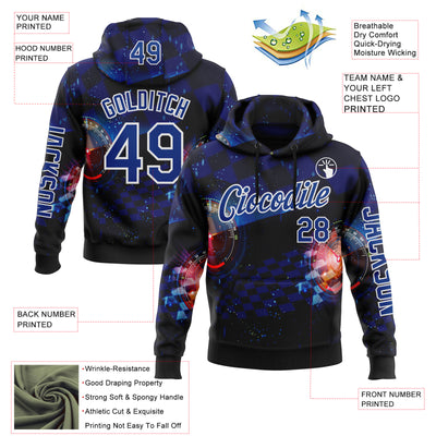 Custom Black Royal-White 3D Pattern Design Formula Auto Car Racing Motorsport Sports Pullover Sweatshirt Hoodie