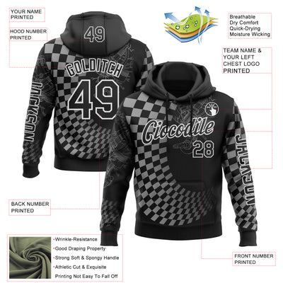 Custom Black White 3D Pattern Design Formula Auto Car Racing Motorsport Sports Pullover Sweatshirt Hoodie