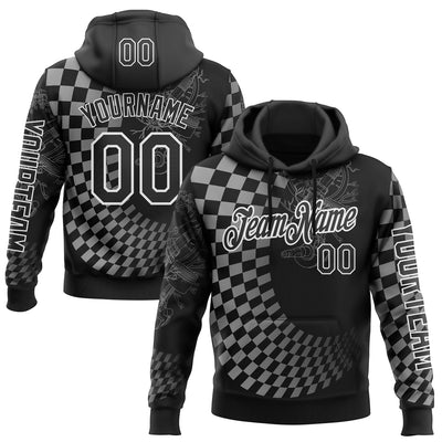 Custom Black White 3D Pattern Design Formula Auto Car Racing Motorsport Sports Pullover Sweatshirt Hoodie