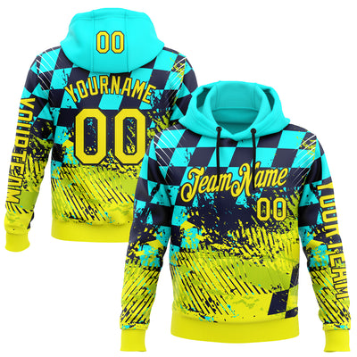 Custom Blue Light Yellow-Black 3D Pattern Design Formula Auto Car Racing Motorsport Sports Pullover Sweatshirt Hoodie