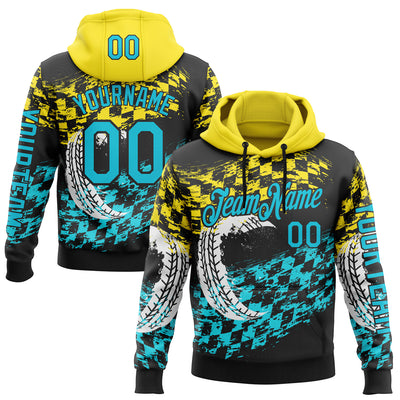 Custom Black Lakes Blue-Yellow 3D Pattern Design Formula Auto Car Racing Motorsport Sports Pullover Sweatshirt Hoodie