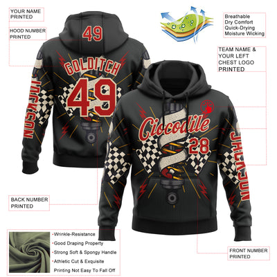 Custom White Fire Red City Cream-Yellow 3D Pattern Design Formula Auto Car Racing Motorsport Sports Pullover Sweatshirt Hoodie