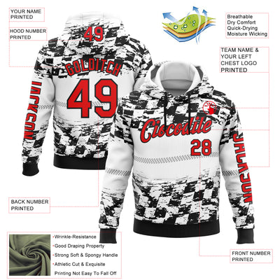 Custom White Fire Red-Black 3D Pattern Design Formula Auto Car Racing Motorsport Sports Pullover Sweatshirt Hoodie
