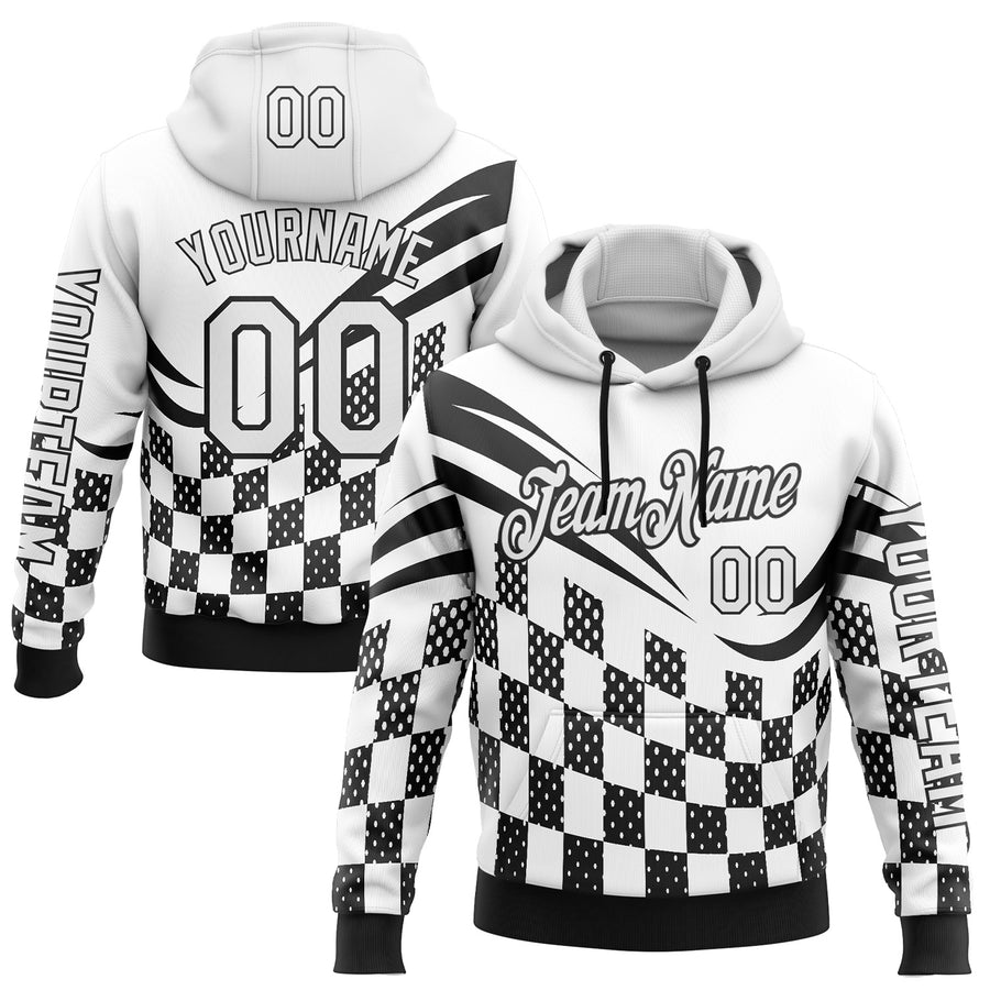 Custom White Black 3D Pattern Design Formula Auto Car Racing Motorsport Sports Pullover Sweatshirt Hoodie